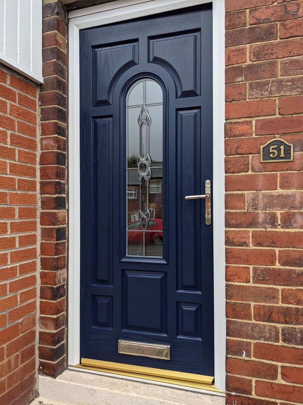Stained Front Door sprayed to RAL 5011 ColourTec uPVC Repair