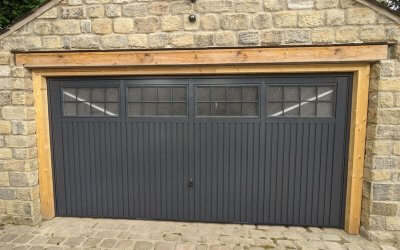 White Garage Door sprayed to RAL 7024