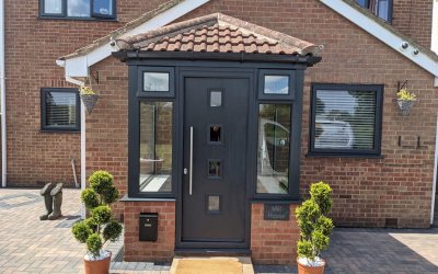 Window Frame sprayed Grey to match Door