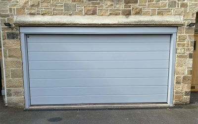 Golden Oak Garage Door to Light Grey