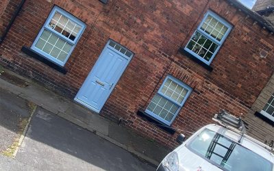 Windows and Door from White to Farrow & Ball Lulworth Blue